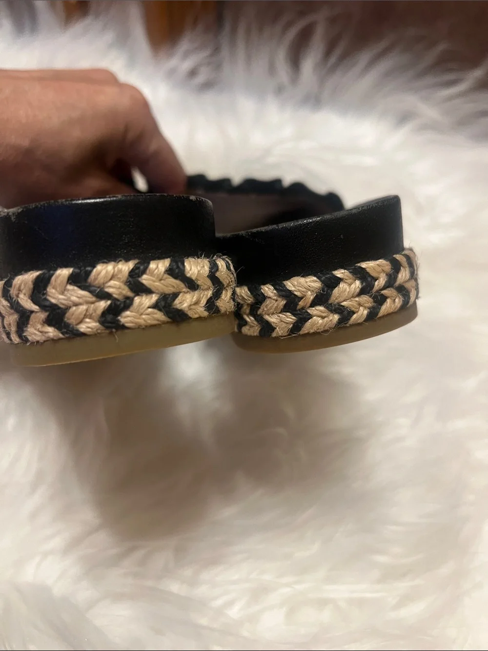 kate spade Black Ruffle Espadrille Slide Sandals size 7M